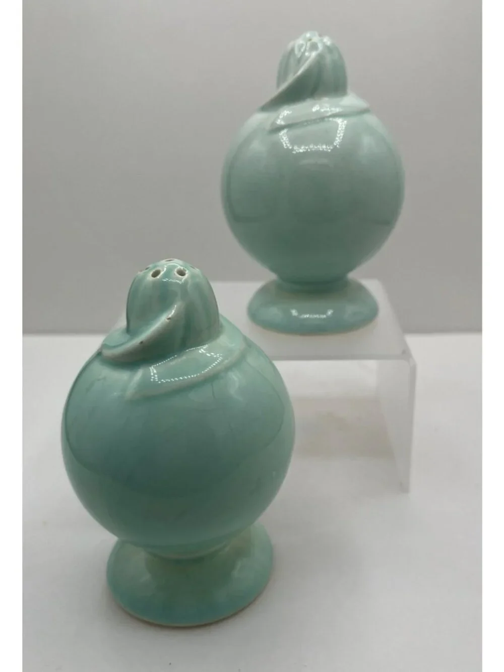 Luray Pastels Surf Green Salt & Pepper Shakers Vintage 1940s Taylor Smith Taylor